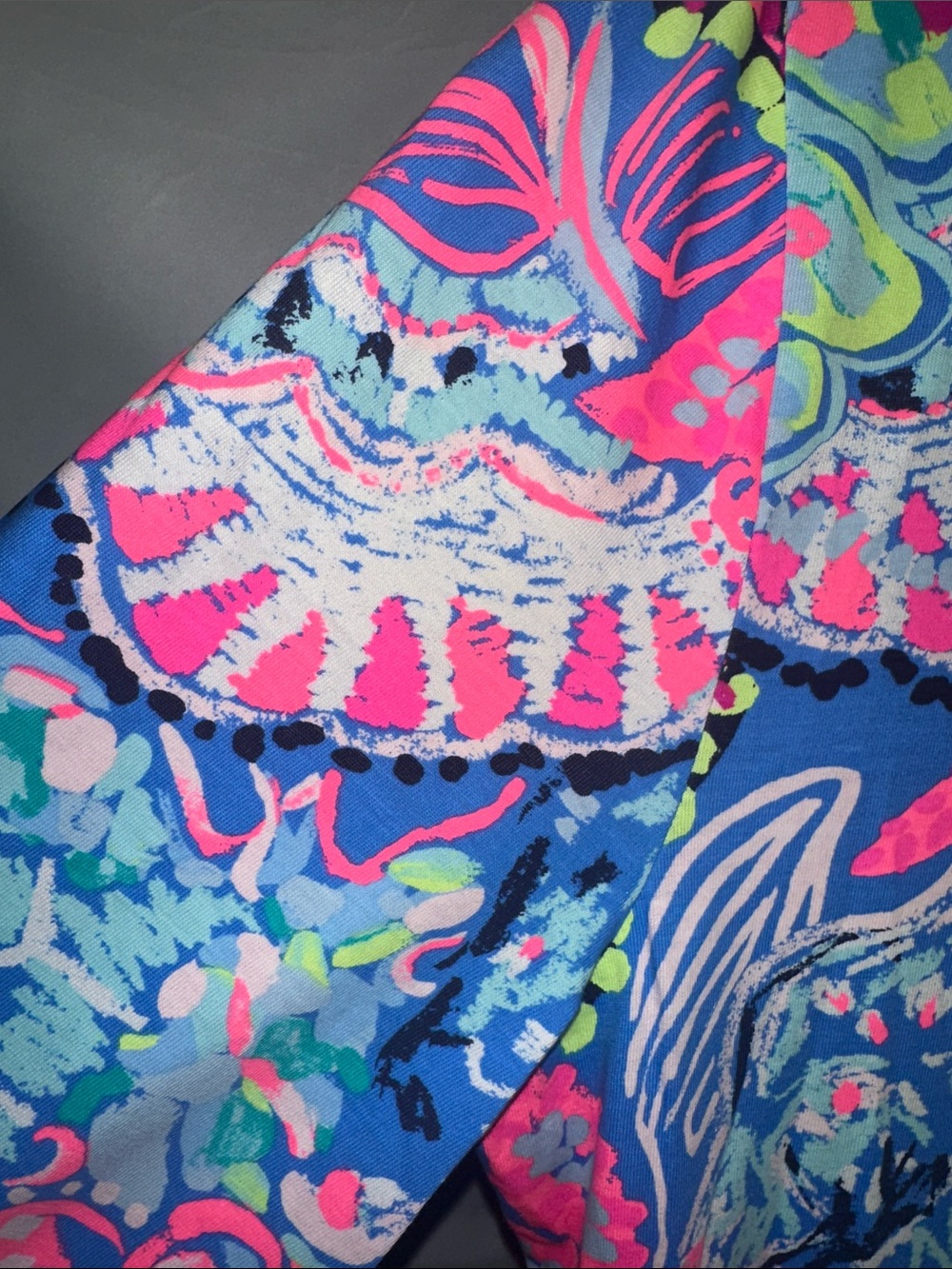 Lilly Pulitzer Blue Multicolor Floral V-Neck Long Sleeve Dress - Picture 3 of 7